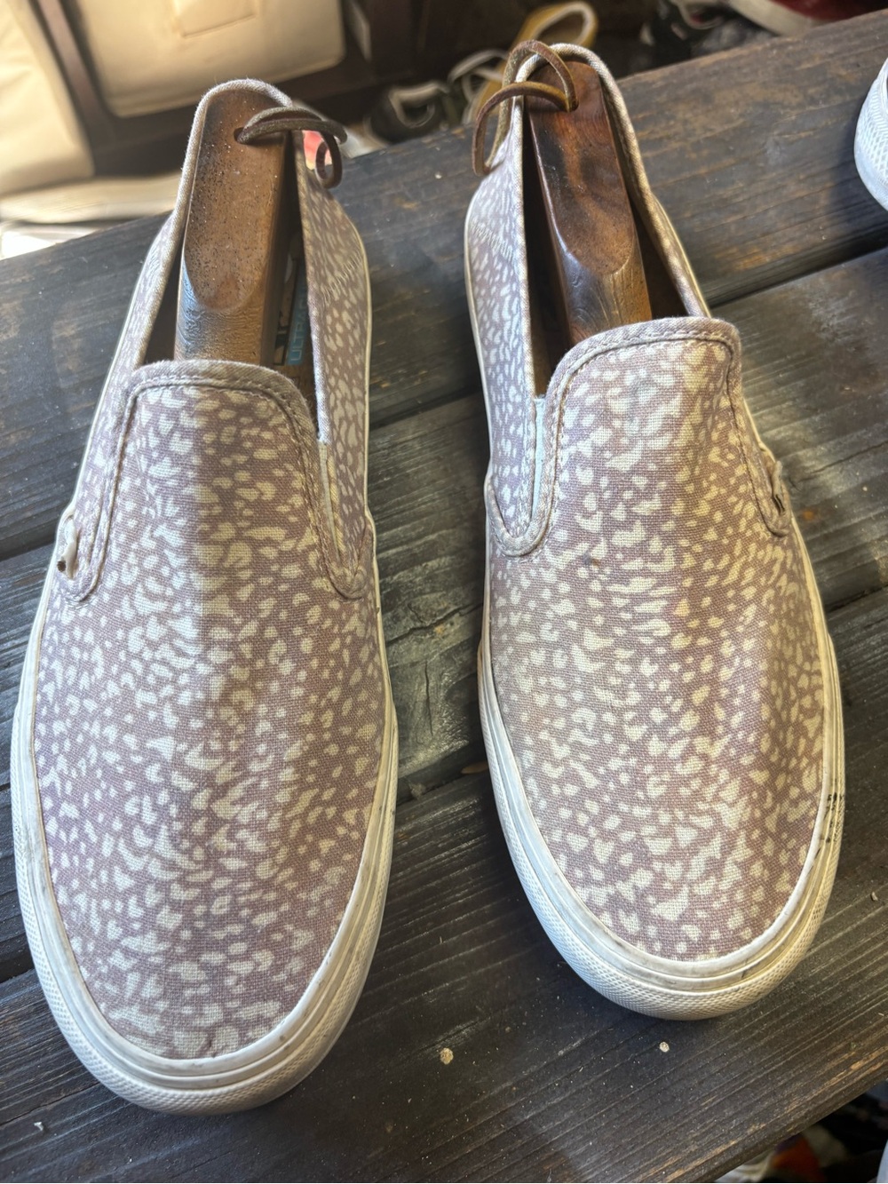 Vans Slip-On Sneakers Pink and White Leopard Print